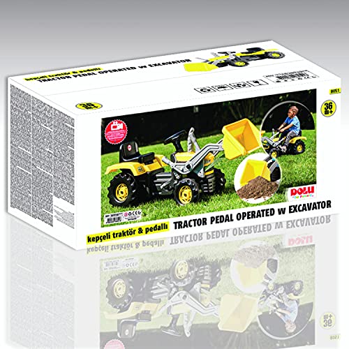 Unbekannt Dolu Pedaltraktor mit Bagger für Kleinkinder ab 3 Jahren, Kinder-Pedaltraktor mit Lernfunktion zum Treten - Ideales Spielzeug für drinnen und draußen - Gelb – Bild 3