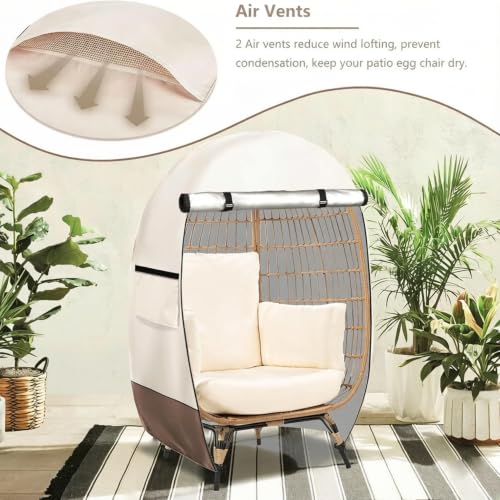 Funda protectora beige para silla colgante Egg Chair ideal para el cuidado de terrazas 3