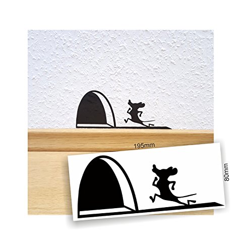 easydruck24de Sticker, Mouse Hole, Colour: Matte Black dv_620 Mouse Hole Running Mouse Wall Sticker Decoration Wall Mouse Sticker Contour Cut