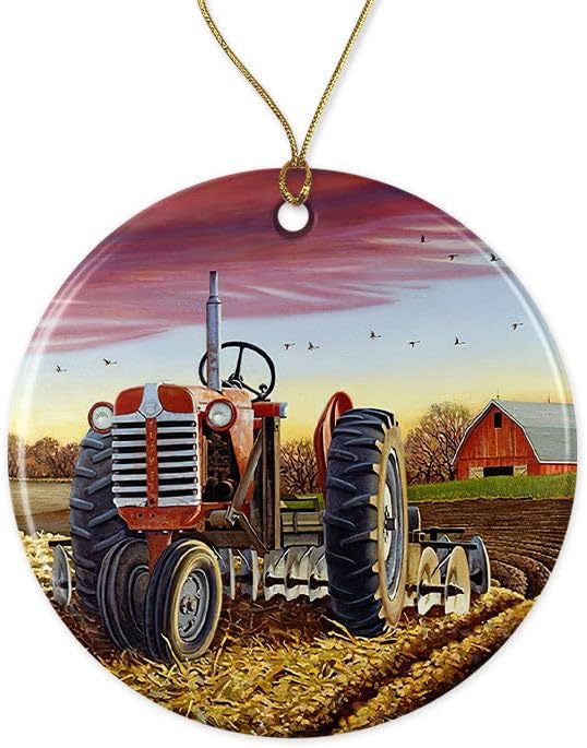 Tractor On The Farm - Adorno navideño de madera para árbol de Navidad, adorno de Navidad, adorno de Navidad 2023 para él, esposa, esposo, impreso en Tractor On The Farm - Adorno navideño de madera para árbol de Navidad, adorno de Navidad, adorno de Navidad 2023 para él, esposa, esposo, impreso en