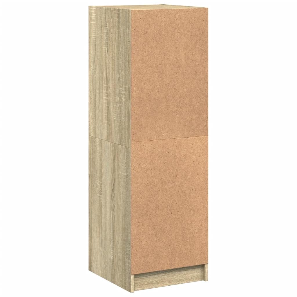 vidaXL Highboard, Beistellschrank mit Glastüren, Sideboard mit viel Stauraum, Schrank Kommode Hochschrank Wohnzimmer Schlafzimmer, Sonoma-Eiche