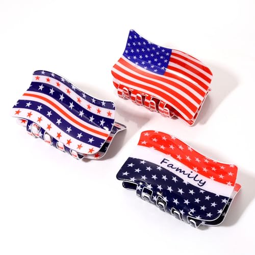 Pinzas para cabello patrióticas con diseño de bandera americana miniatura 5