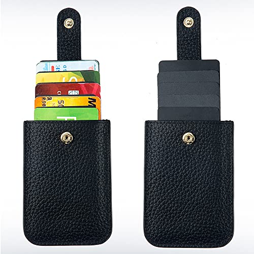 Women Mini RFID Blocking Credit Card Holder Slim Leather Wallet with Stacked Pull Card Slots2