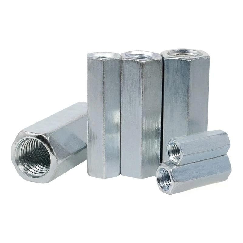 M5 M6 M8 M10 M12 M14 M16 M18 Acciaio al carbonio zincato Dadi di accoppiamento esagonali lunghi e allungati Manicotto di estensione del giunto del connettore(M18x27x55mm-1pcs)