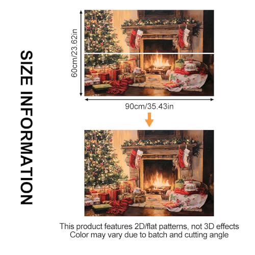 Image of Christmas Tree Fireplace Backsplash Peel and Stick, 35.4x23.6 in