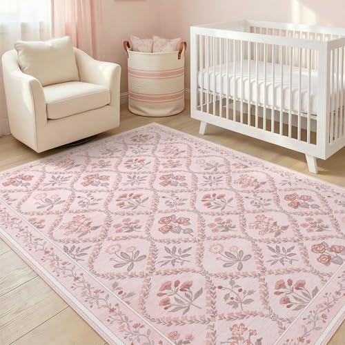 Tapete Rosa Multi 5 x 7 ft para Dormitorio Infantil miniatura 4