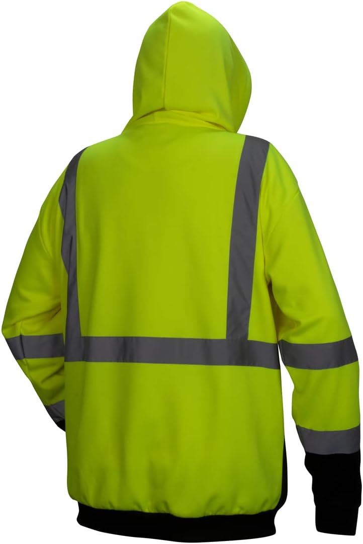 Pyramex RSSH3210 TALL Series Hi Vis Lime Sweatshirt Hoodie With Black Bottom