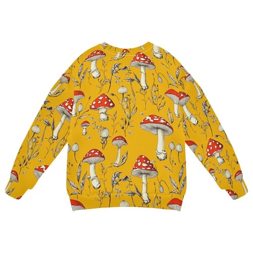 JUNZAN Red Mushrooms Fall Yellow Little Kids Sweatshirt Hoodie Crewneck Hoodies for Girls Camping 4T2