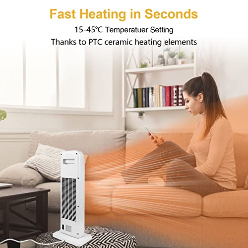 Gotoll Keramische ventilatorkachel met afstandsbediening, PTC-keramische verwarming, 3 standen, oscillatie, elektrische verwarming met timer, led-display, oververhittings- en kantelbeveiliging, elektrische kachel voor binnenruimte - Afbeelding 5