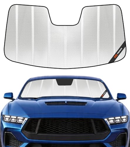 Pigenius Windshield Sun Shade for Ford Mustang 2015-2023 with Rearview Mirror Mounted Camera...