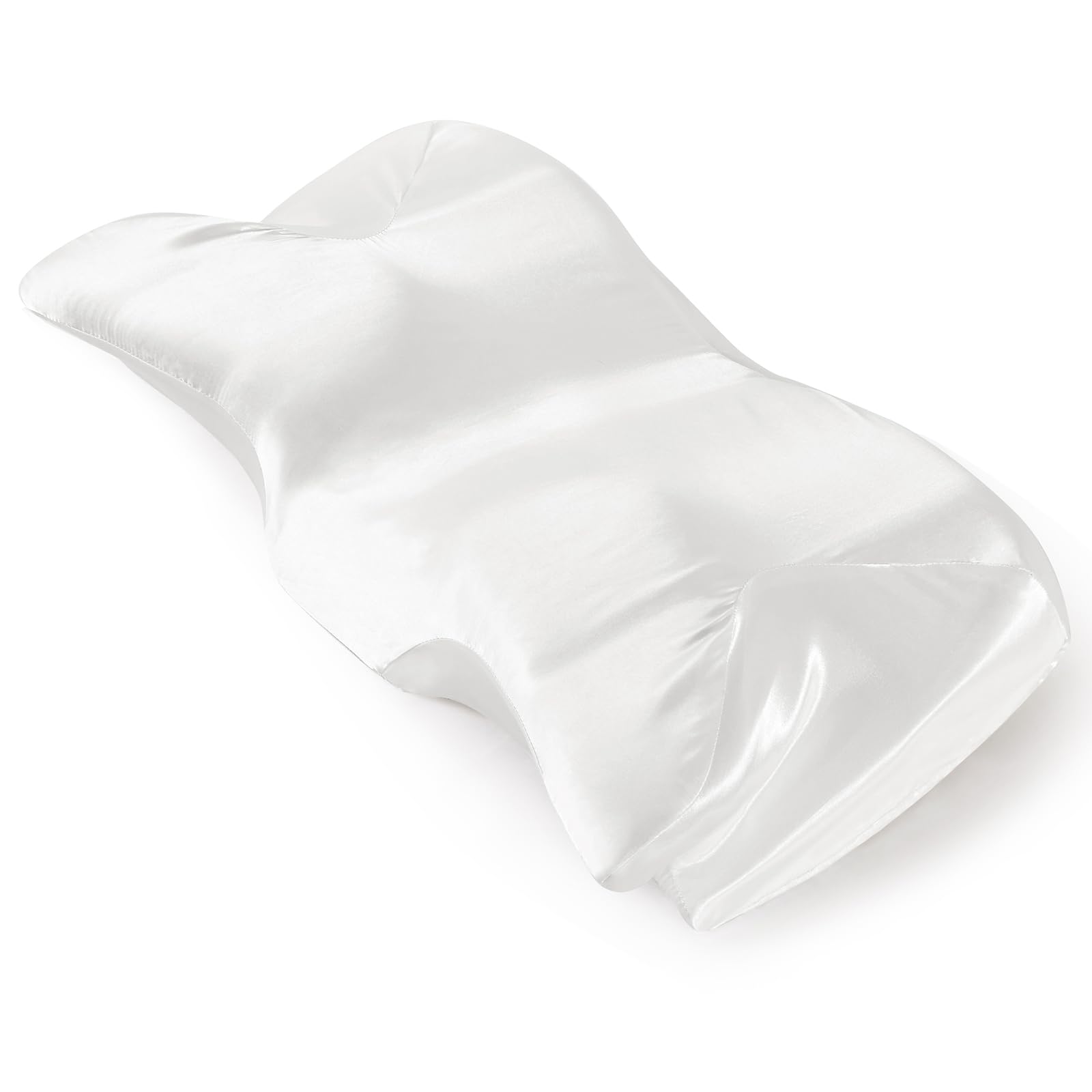 P Pothuiny Satin Pillowcase for Cervical Pillow, Smooth Neck Pillow Case Cover Silky Soft Contour Cervical Pillow Cover with Zipper (Ivory White)
