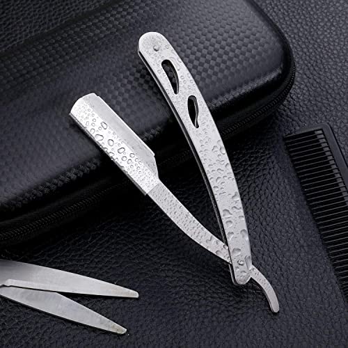 Image of Faigy Stainless Steel Straight Edge Barber Folding Hair Salon Shaving Razor Ustra for Men (Pack of 1, Silver)