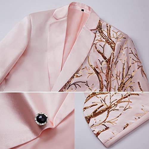 Mens Sequins Slim Fit Blazers Shawl Collar One Button Tuxedo Leisure Dinner Suit Jacket3