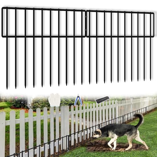 45.33ft(L) X 13inch(H) Animal Barrier Fence, 32 Panels No Dig Fences for Rabbit, Dog Digging Defense Ground Bottom Blockers, Rustproof Metal Border for Garden Outdoor Patio Landscaping