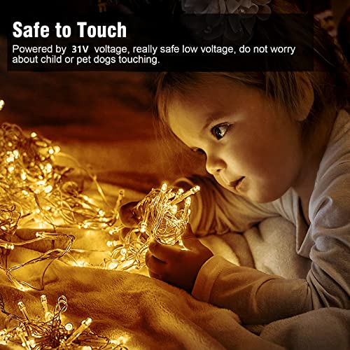 Gresonic 33Ft 100 Led String Lights Indoor Outdoor, Warm White Christmas Lights Clear Wire, 8 Modes Waterproof Twinkle Fairy String Lights Plug In For Tree Room Bedroom Wedding Decorations #TOP2
