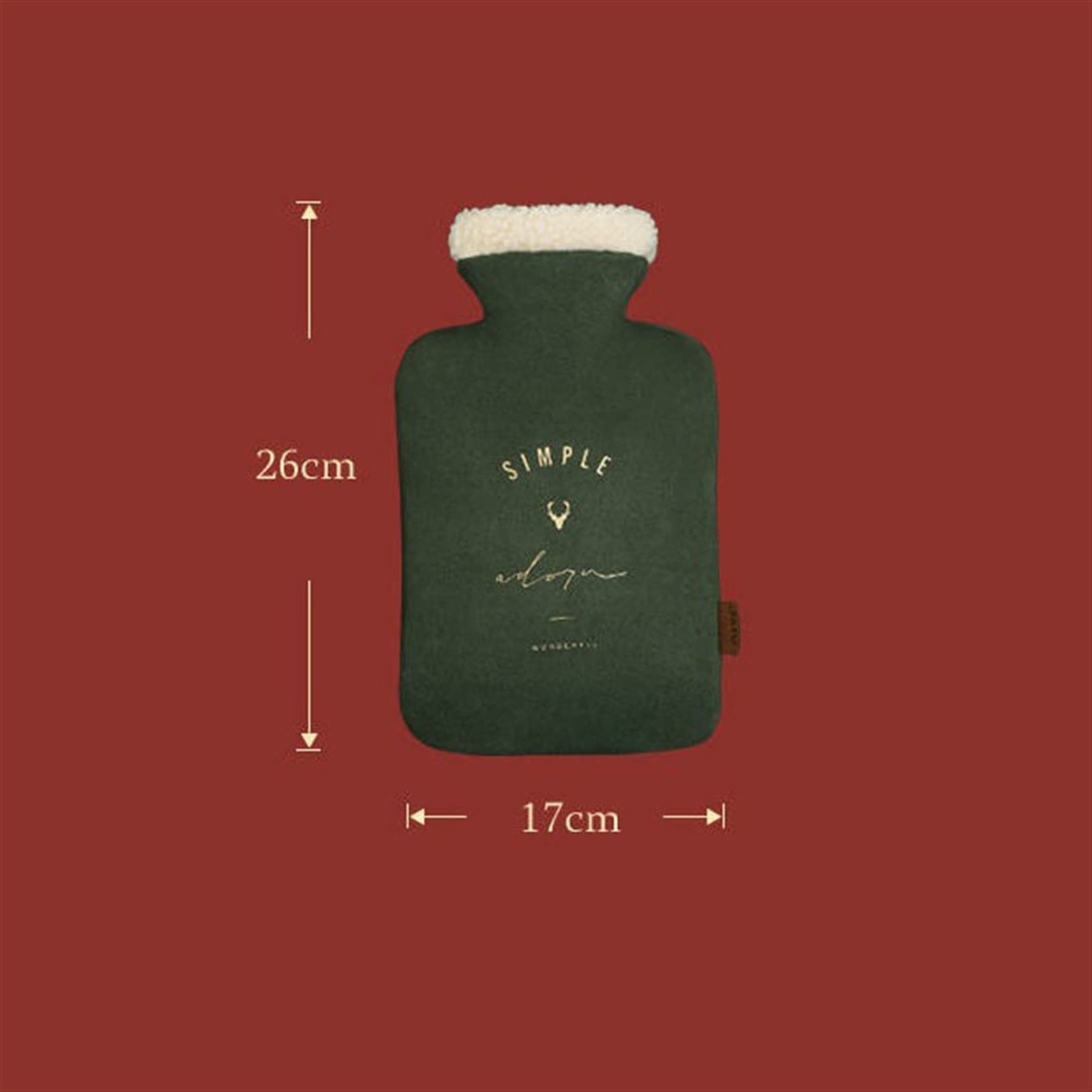 Wärmflaschen-Tasche, Hand-/Fußwärmer, 1000 ml, Elch-Winter-Wärmflaschen mit dickem PVC-Innenfutter und gemütlichem, flauschigem Plüsch-Kunstfellbezug für Hände, Füße, Bauch, Beine, warme Wassertasche