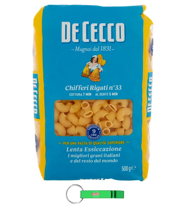 4x De Cecco Pasta Chifferi Rigati Nr.33, 100% Italienisch Nudeln 500g pack + Beni Culinari...