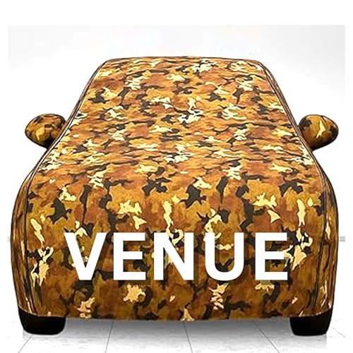 Image of 100% Waterproof Car Cover for Venue UV Protection, Dustproof, Windproof | Custom Fit with Mirror Pockets, Belt & Buckle | All Weather Outdoor Body Cover(Jungle)