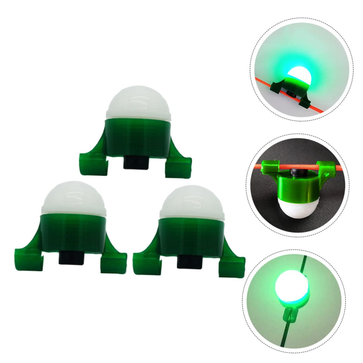 Abaodam Lumière D'alarme De Canne De Mer Lumière De Canne à Pêche Portable Feux De Pêche Éclairage De Pêche Lampe Pêche De Nuit Bâtons De Pêche Lumières Plastique Vert