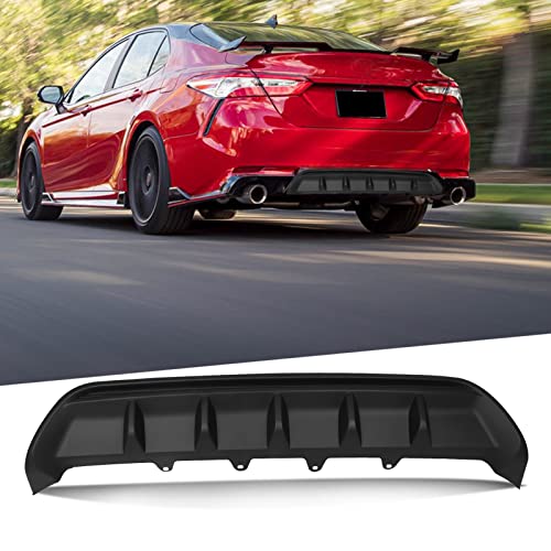 RockyParts Rear Lip Bumper Valance Diffuser Compatible with 2018-2023 Camry SE XSE GT Shark Fin Rear Lip Bumper Body Splitter Valance, Matte Black