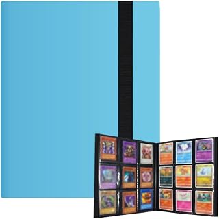 ファイル PP套 ポータブルファスナーカードコレクション (4つのポケットファイルに160枚のカードを収納可能) (青です, 9ポケット360枚収納)