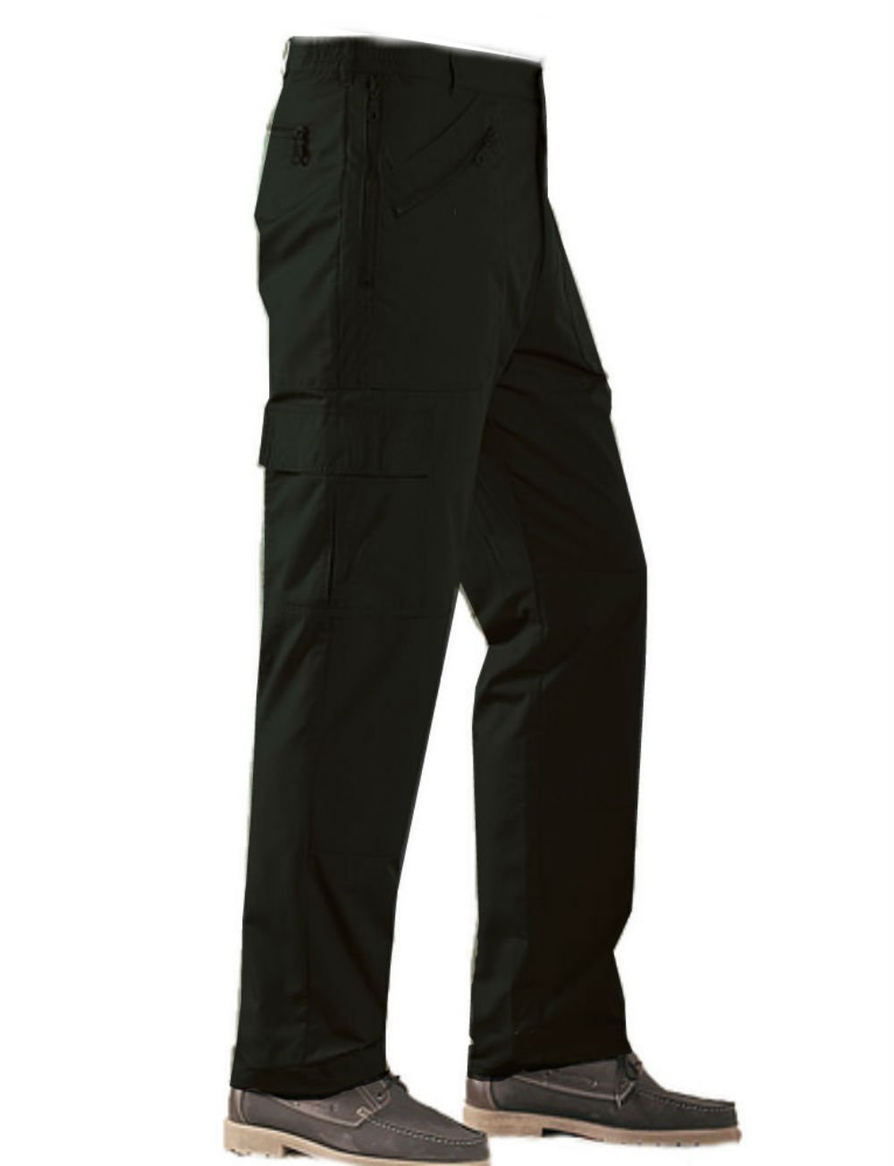 MB CLOTHING Mens Expandable Waist Thermal Walking Action Trousers Workwear (48 29, Black)