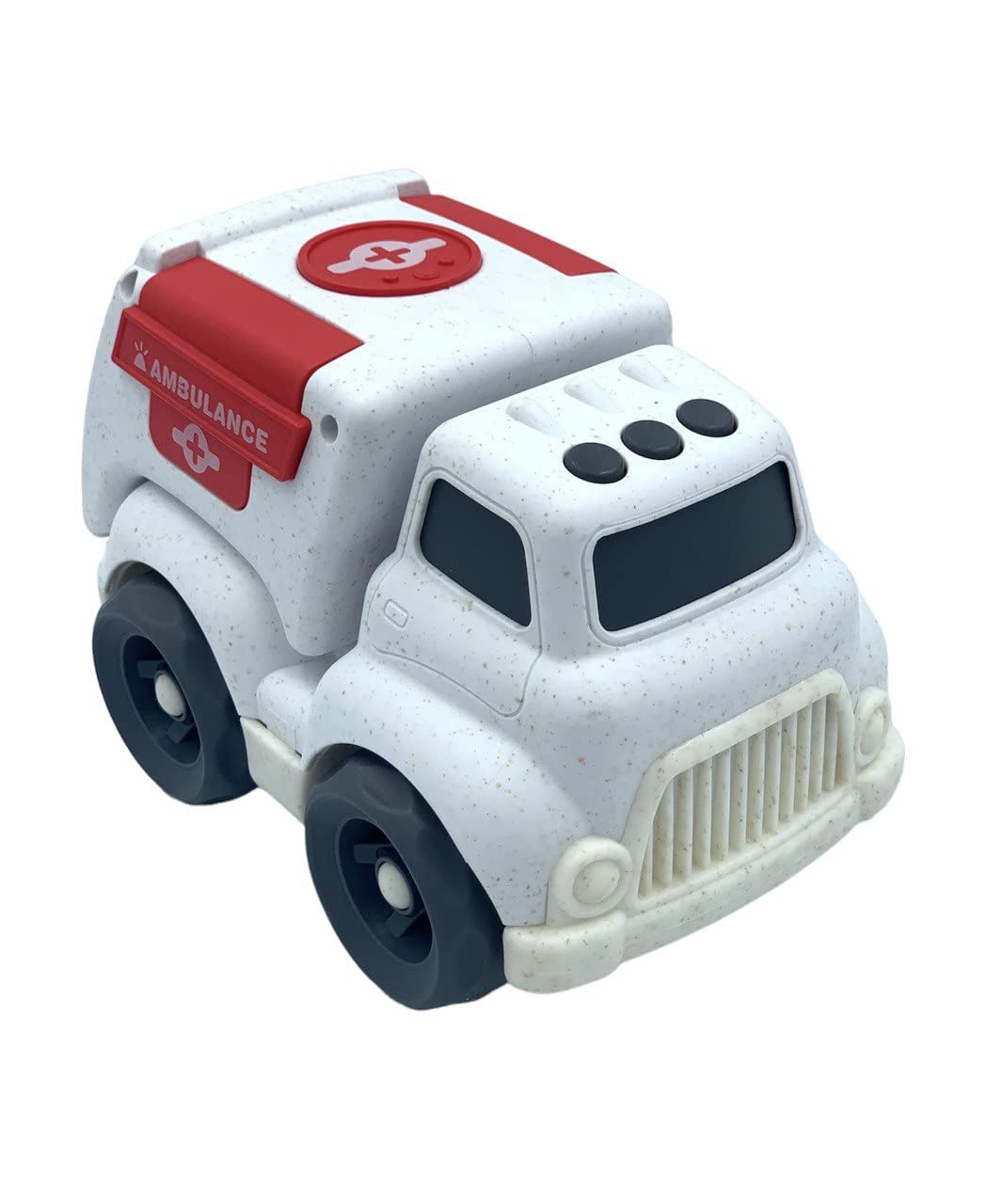 Joodi Ambulance vehicle toy car Made from Wheat straw Biodegradable and Eco-Friendly Plastic,better toys for kids Free wheel play and learn boy girls 1 2 3 of age gift 18cm