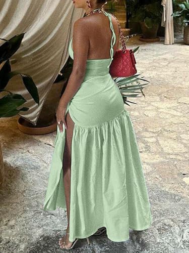 Halfword 2 Piece Maxi Skirt Sets Sexy Halter V Neck Backless Bodysuit Sarong Wraps Beach Vacation Clothes Going Out Outfits4