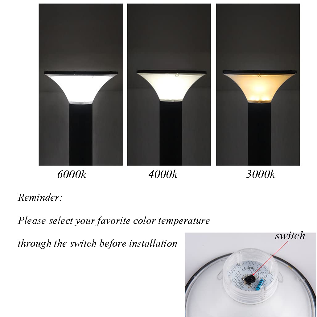 5W LED Solari Lampioncini da Esterno con Sensore Crepuscolare, Moderno Design Lampione da Giardino con Picchetto, Lampioncino da Giardino Alluminio Nero, IP65 Impermeabile,34cm