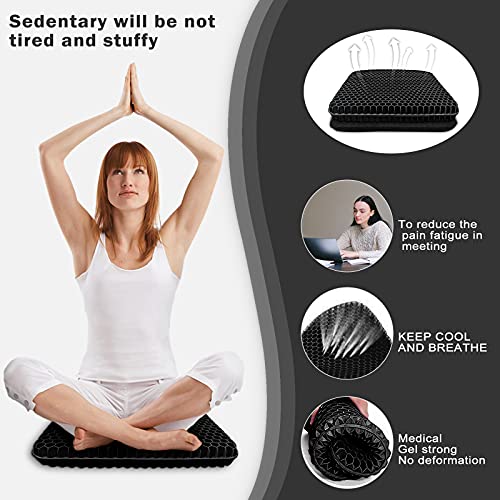 Image of Gel Chair Cushions,Cooling seat Cushion Honeycomb Design Super Breathable Cushion for Summer Home Office Chair Car Wheelchair (Black)
