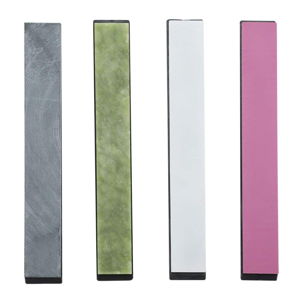 4PCS Pierre à Aiguiser, Walfront Pierre à Affute Professionnel 3000/5000/8000/10000 avec Support Antidérapant en Silicone pour Couteaux, Ciseaux