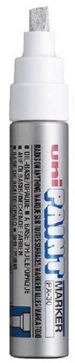 Uni Coloured Broad (4-8.5mm) Px-30 Silver Oil Paint Marker Pen Metal Glass Wood Plastic Stone Outdoor Chisel Nib Tip (Pack Of 1), Unipx-30_Silver_1_D