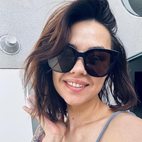 Retro Square Oversized Sunglasses Womens - Dark Brown Large Frame 70s/80s/90s Style Shades for Women3