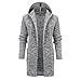 Mens Open Front Cardigan Sweater Lightweight Hooded Knitted Zip Up Long Cardigan Sweaters with Pockets Grey