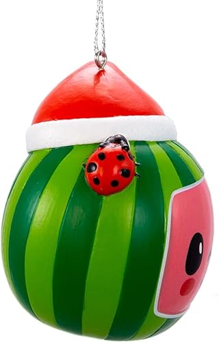 Miniatura 2 de Kurt Adler Cocomelon - Adorno de sandía con sombrero de Papá Noel, multicolor de 3 pulgadas, CO1214