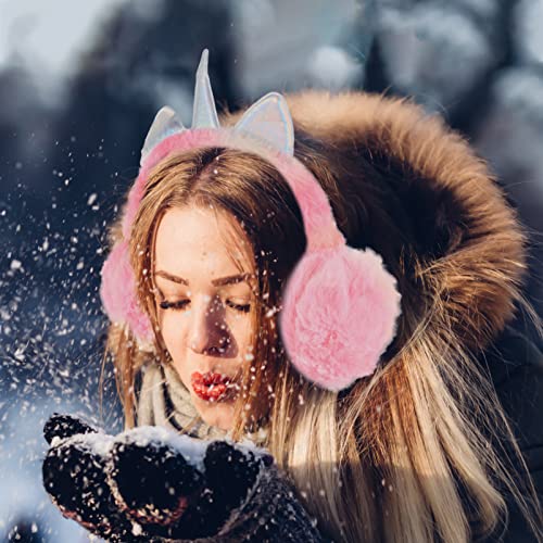 SUPVOX Unicorn Earmuffs Soft Plush Earmuffs Winter Earmuff Ear Covers for Winter Fluffy Ear Warmers Soft Earmuffs Ear Protection Cover Ear Muffs for Cold Child Toddler3