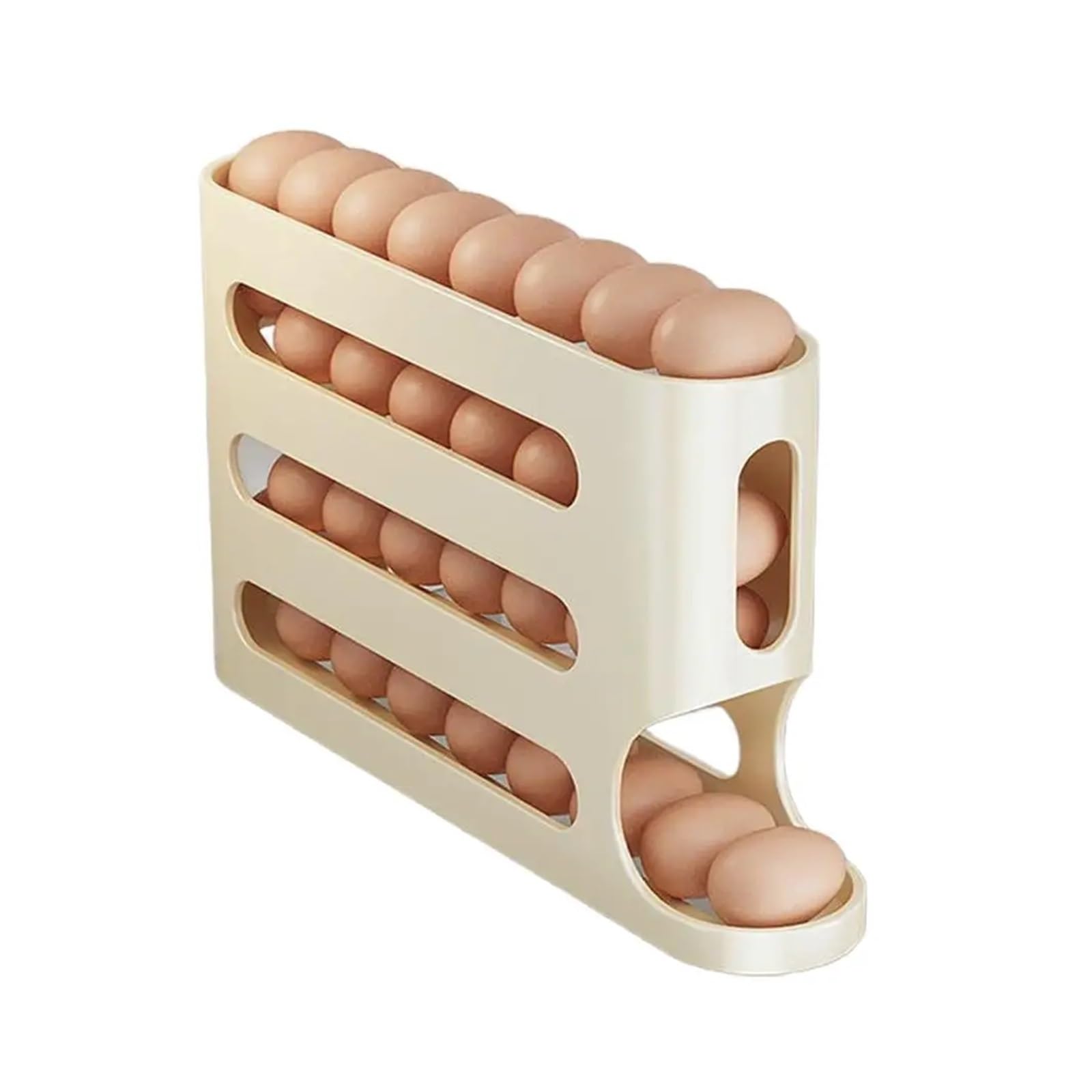 YCENJEPSAZ 4 Layers Automatic Rolling Egg Holder Rack Fridge Egg Storage Box Container Kitchen Refrigerator Egg Dispenser Kitchen Organizer(Yellow)