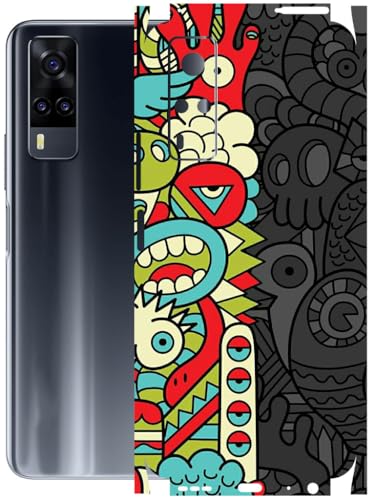 Image of AtOdds - Full Body Back Screen Guard Protector Film - Lamination Wrap Skin Sticker Compatible with VIVO Y31 | Scratchproof Matte Finish (Graffiti50)