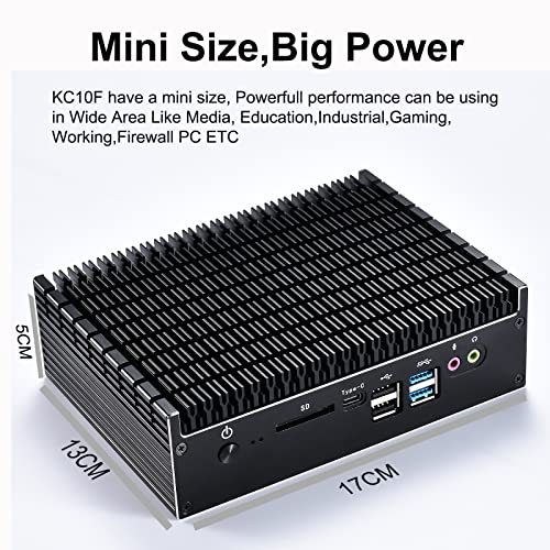 Image of Mini PC Fanless Core i7 10510U 16GB RAM 1TB NVME SSD 4Cores 8Threads 4.9GHz Max,100% Silent Industrial Business Desktop Computer with SD Card Reader /Type-c /Win 11 Pro /Wi-Fi /BT 4.2 /2x LAN