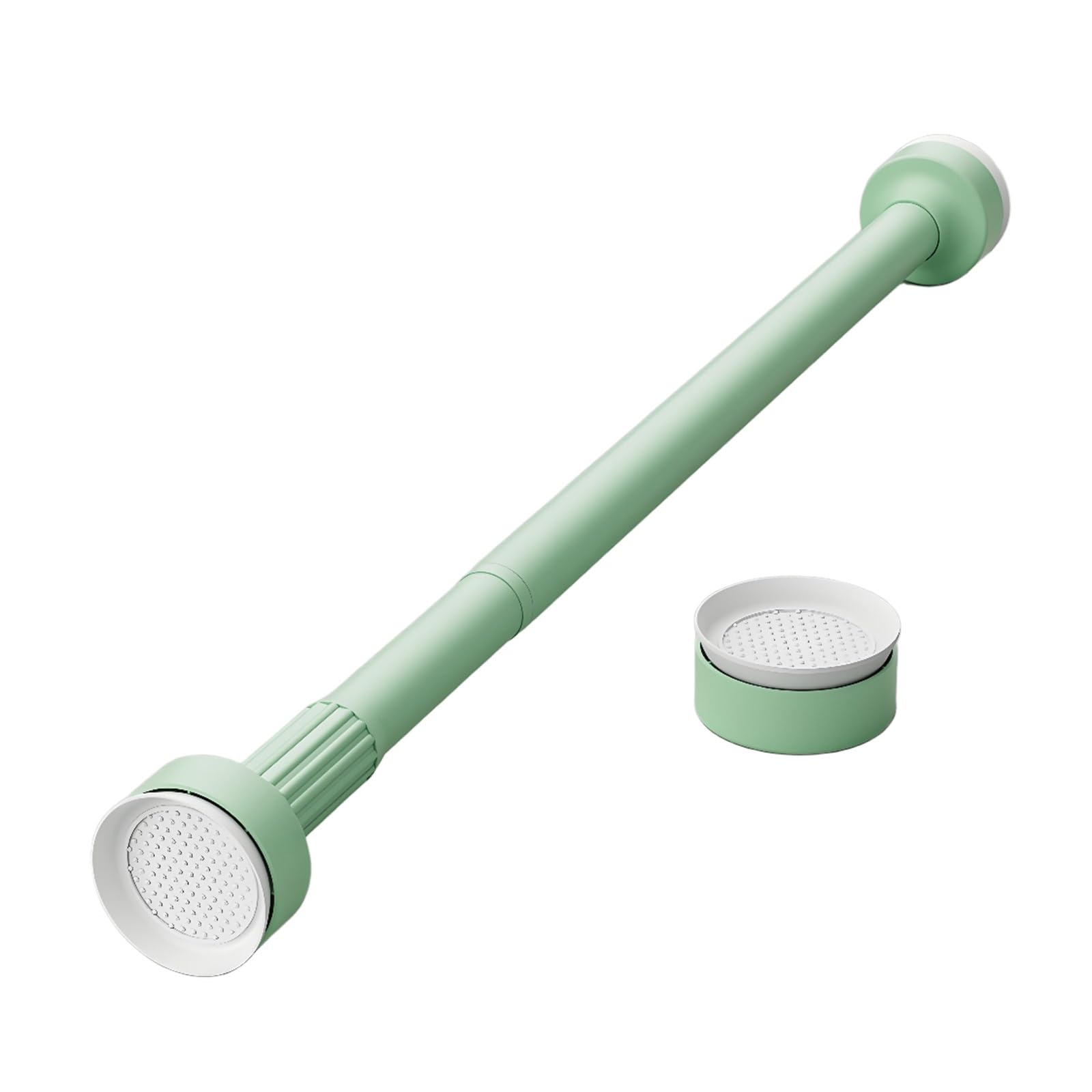 Barra de ducha extensible ajustable de 35 a 250 cm, sin taladro, resistente al óxido, barra telescópica para divisor de armario, color verde, se adapta a espacios de 28 a 47 pulgadas