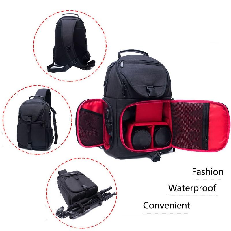 Borsa Reflex Zaino for fotocamera impermeabile multifunzionale DSLR Uomo Donna for fotografia digitale all'aperto(Gray)