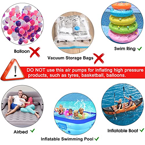 Electric Air Pump, 110V AC/12V DC Portable Air Mattress Two-Way Universal Inflator Pump for Inflatables Pool, Airbeds, etc with 3 Nozzles and 1 Storage Bag - Image 2