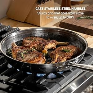 T-fal HybridMesh Tri-Ply Stainless Steel 3 Piece Cookware Set, 8, 10.25, and 12 Inch, Induction Oven Safe 500F, Metal Utensil Safe, Platinum Non Stick, Pots and Pans Set, Dishwasher Safe, Silver/Black T fal HybridMesh Tri Ply Stainless Steel 3 Piece Cookware Set 8 1025 and 12 Inch Induction Oven Safe 500F Metal Utensil Safe Platinum Non Stick Pots and Pans Set Dishwasher Safe SilverBlack