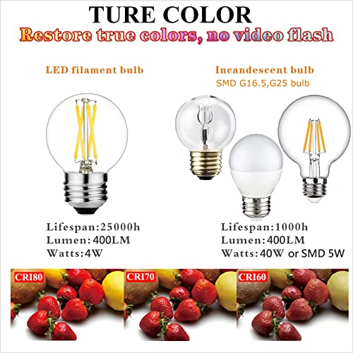Image of LiteHistory G16.5 E26 Light Bulb,4w=Light Bulbs 40 watt,Neutral White 4000K