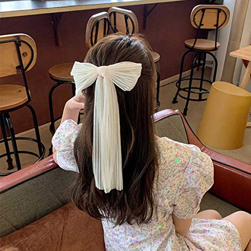 Women Large Bow Hairpin Chiffon Mesh Big Bowknot Ribbon Hairband Clip Lady Girls Spring Hair Accessory image 2
