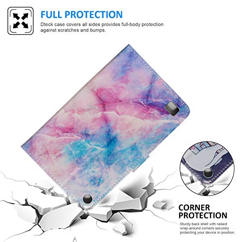 Dteck Case For Fire 7 Inch Tablet (9Th Generation 2019 & 7Th Generation 2017 & 5Th Generation 2015) - Slim Fit Synthetic Leather Protective Stand Pocket Folio Cover With Stylus Pen (Blue Pink Marble) #TOP2