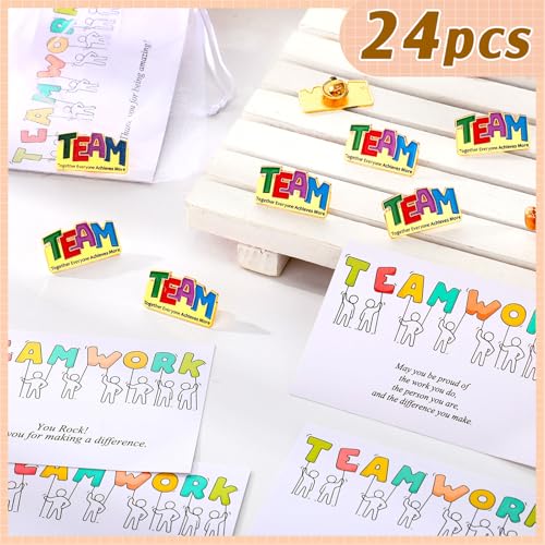 Image of Landical 24 Pcs Team Pins Employee Appreciation Gifts Bulk Thank You Cards