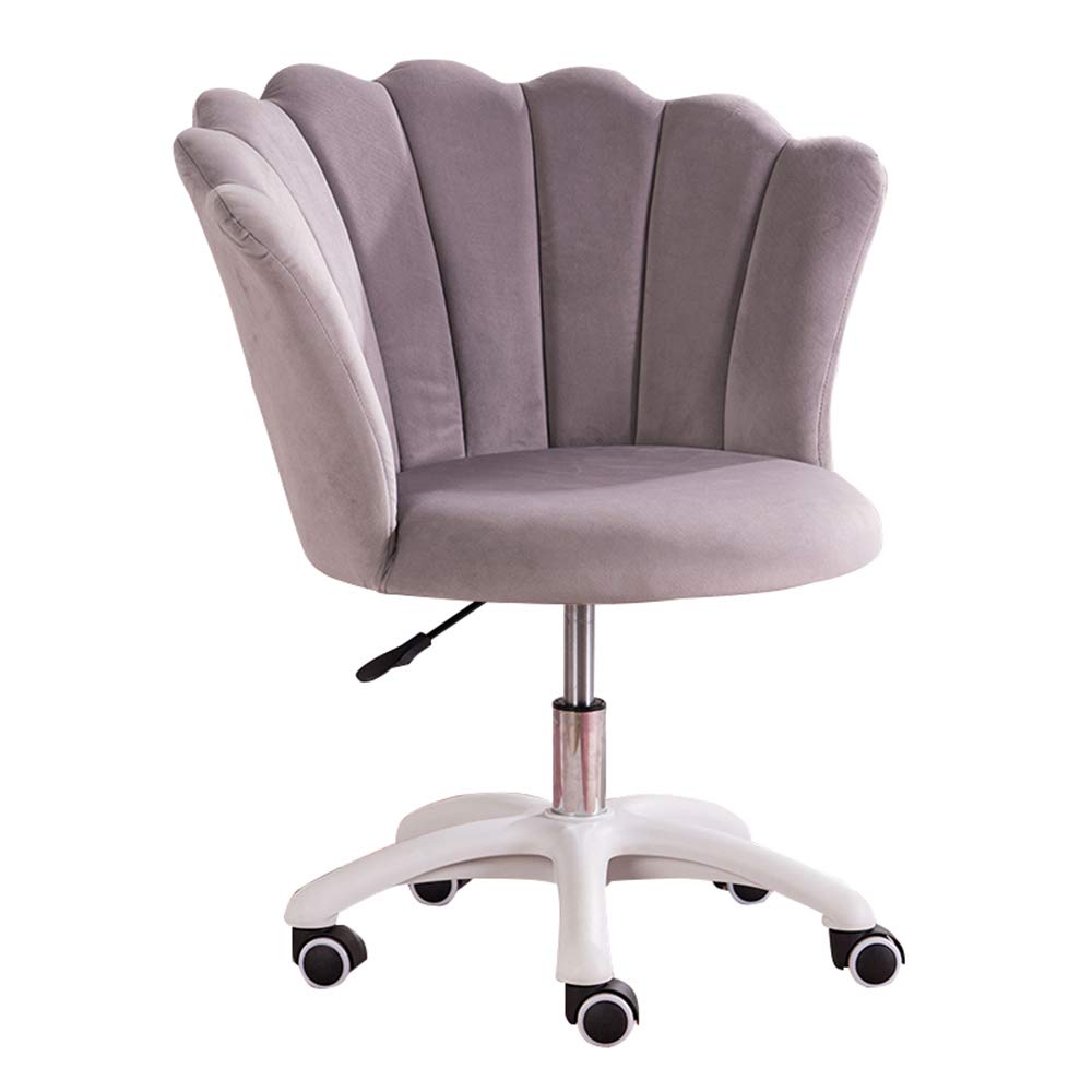 Chaise de bureau en velours raffiné rose avec détails soignés et roulettes