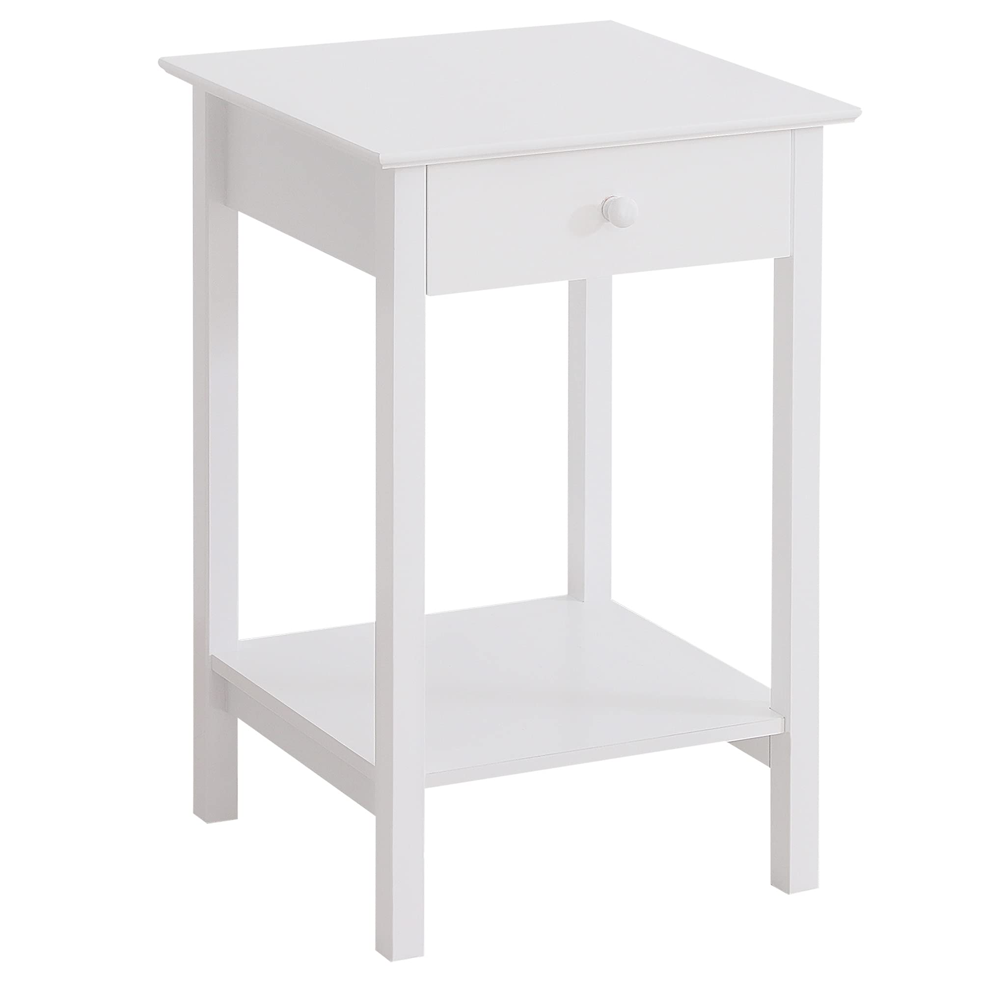 Homcom White Wooden Bedside Table Cabinet W/ Drawer Shelf Storage End Side