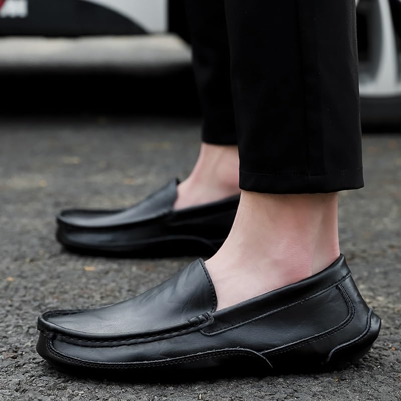 Men's Loafers Shoes Round Toe Solid Color Leather Loafer Shoes Lightweight Slip Resistant Flexible Classic Slip-ons3